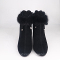 2019 Women's Real Fur Boots A001 Ladies Leather Winter Snow Ankle Fur Heel Women Boots Shoes